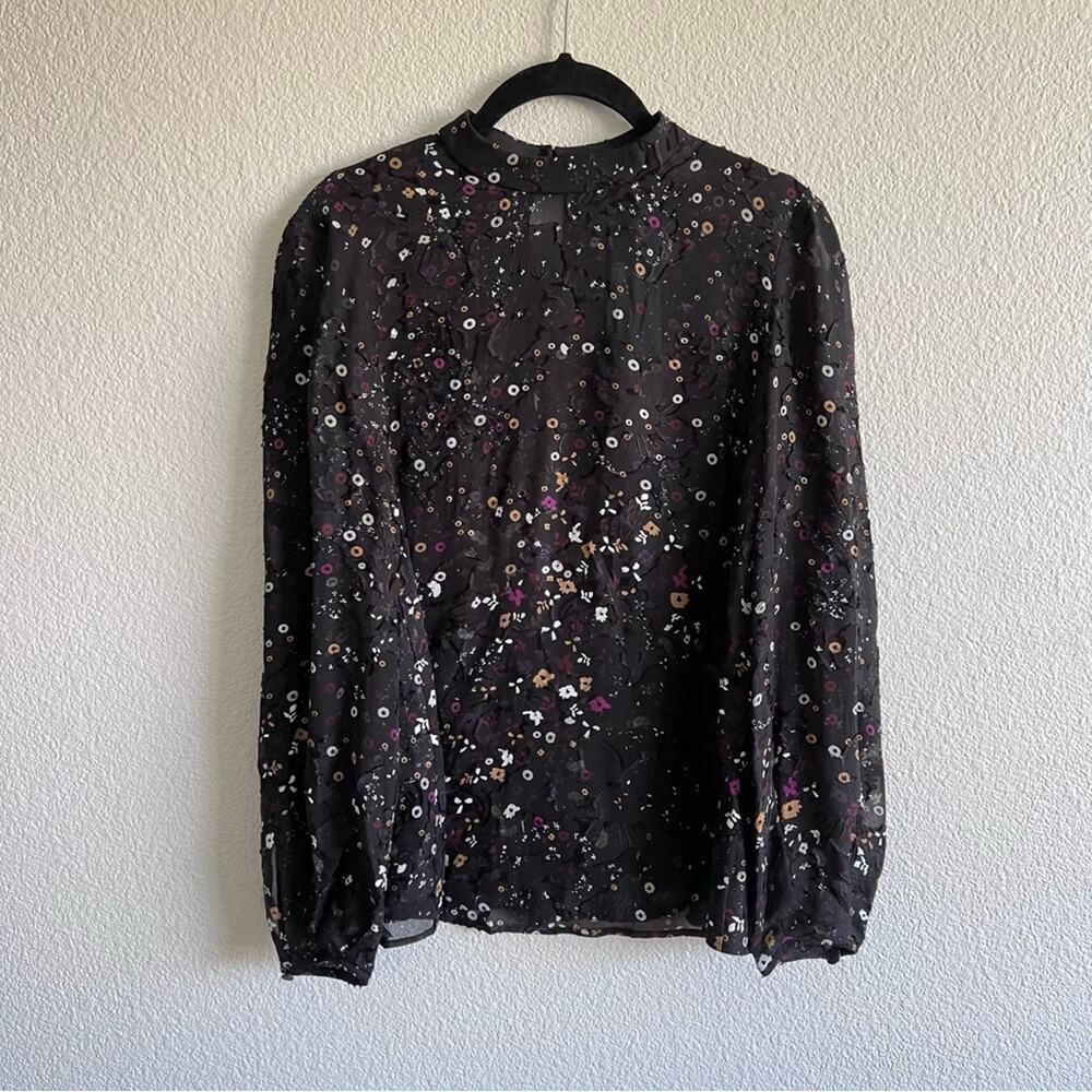 NWT Club Monaco Silk Blend Sheer Floral Print Blouse - Picture 1 of 8